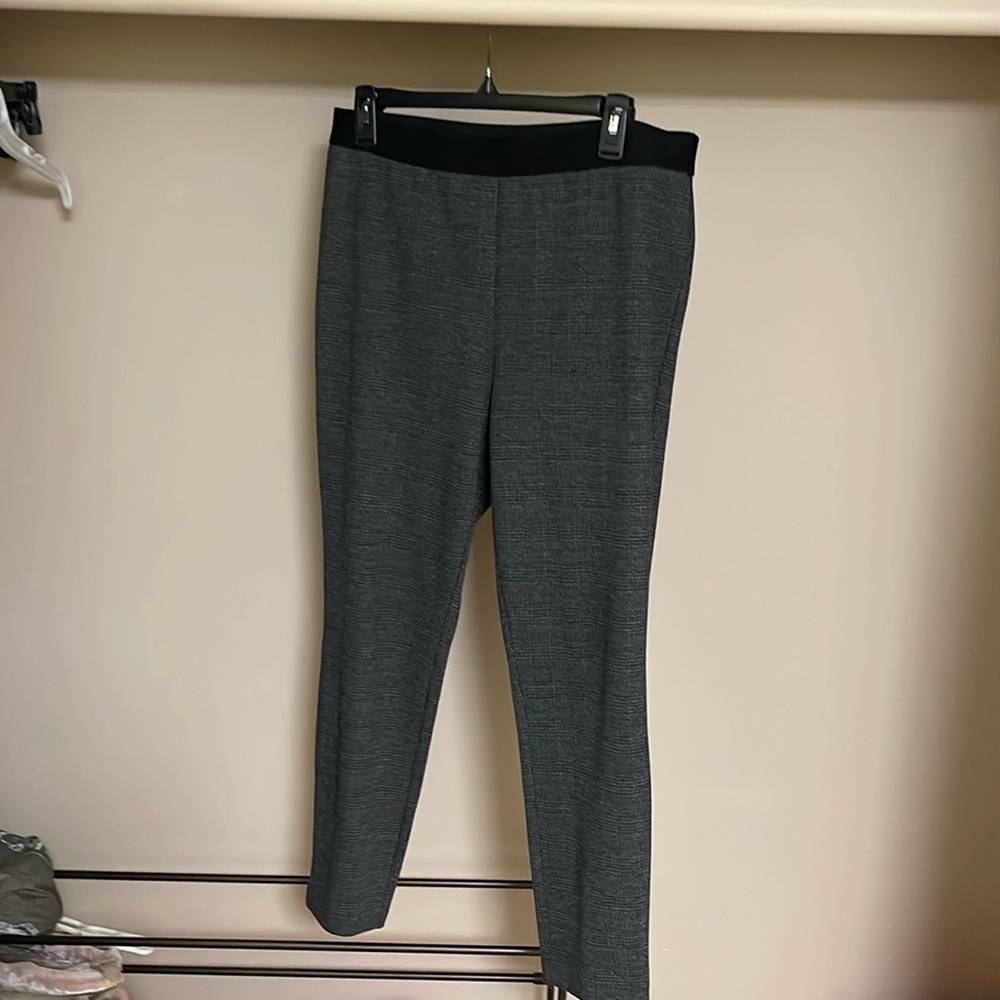 Talbots $89!Knit elastic waist Trousers Size 14P gray and black